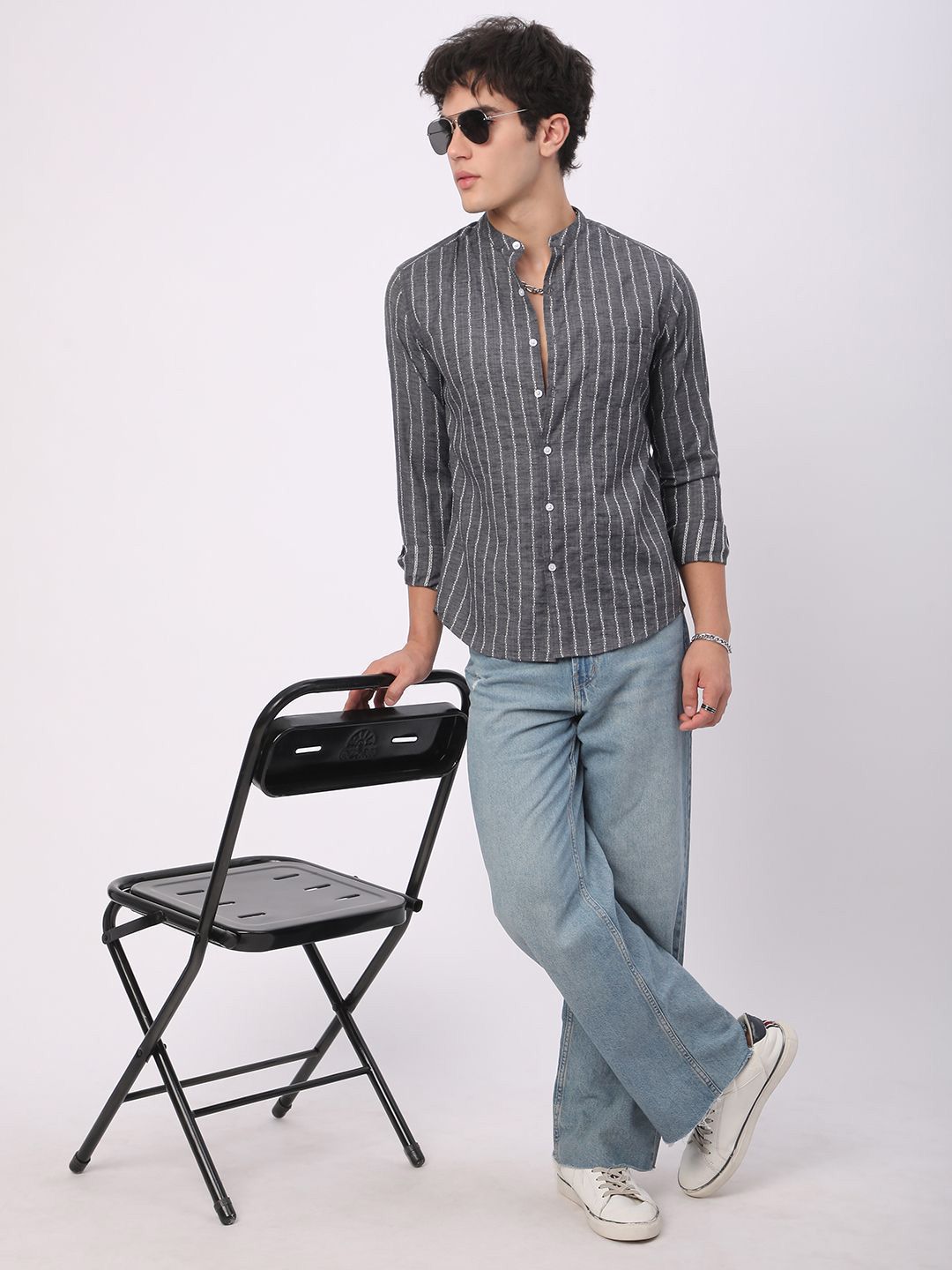 VASTRADO Men Classic Slim Fit Opaque Striped Casual Shirt