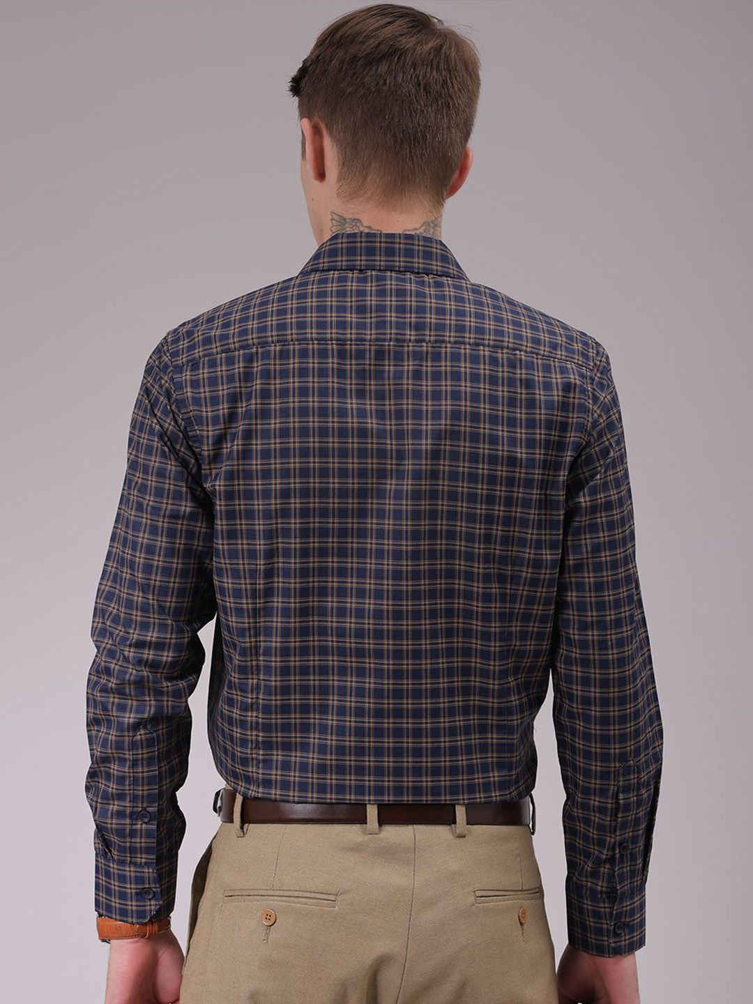 The Indian Garage Co. X Luxe Men Cutaway Collar Vertical Striped Slim Fit Formal Shirt