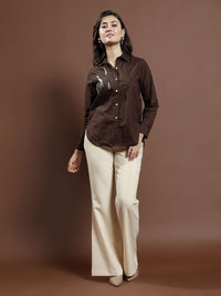 Athena Women Embellished Cotton Shirt