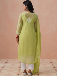 Rumah Wanita Chikankari Kerja Benang Sulam Georgette Kurta