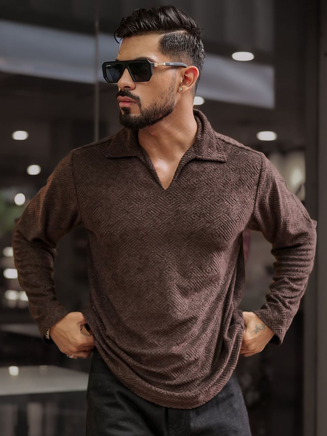Powerlook Men Solid Polo Collar Cotton T-shirt