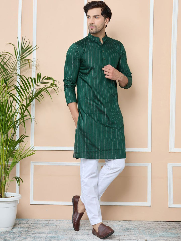 See Designs Men Striped Regular Kurta with Pyjamas