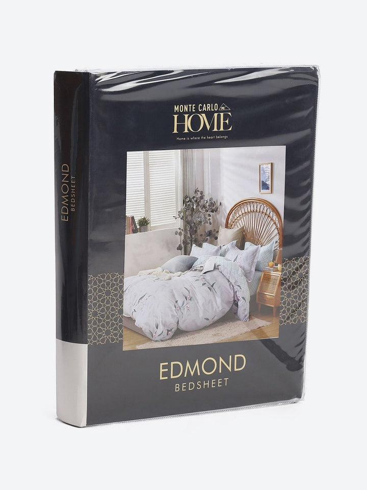 Monte Carlo Edmond Blue & Green Floral Printed 144 TC King Bedsheet Set 2.70 m x 2.70 m