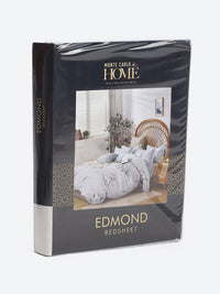 Monte Carlo Edmond Blue & Green Floral Printed 144 TC King Bedsheet Set 2.70 m x 2.70 m