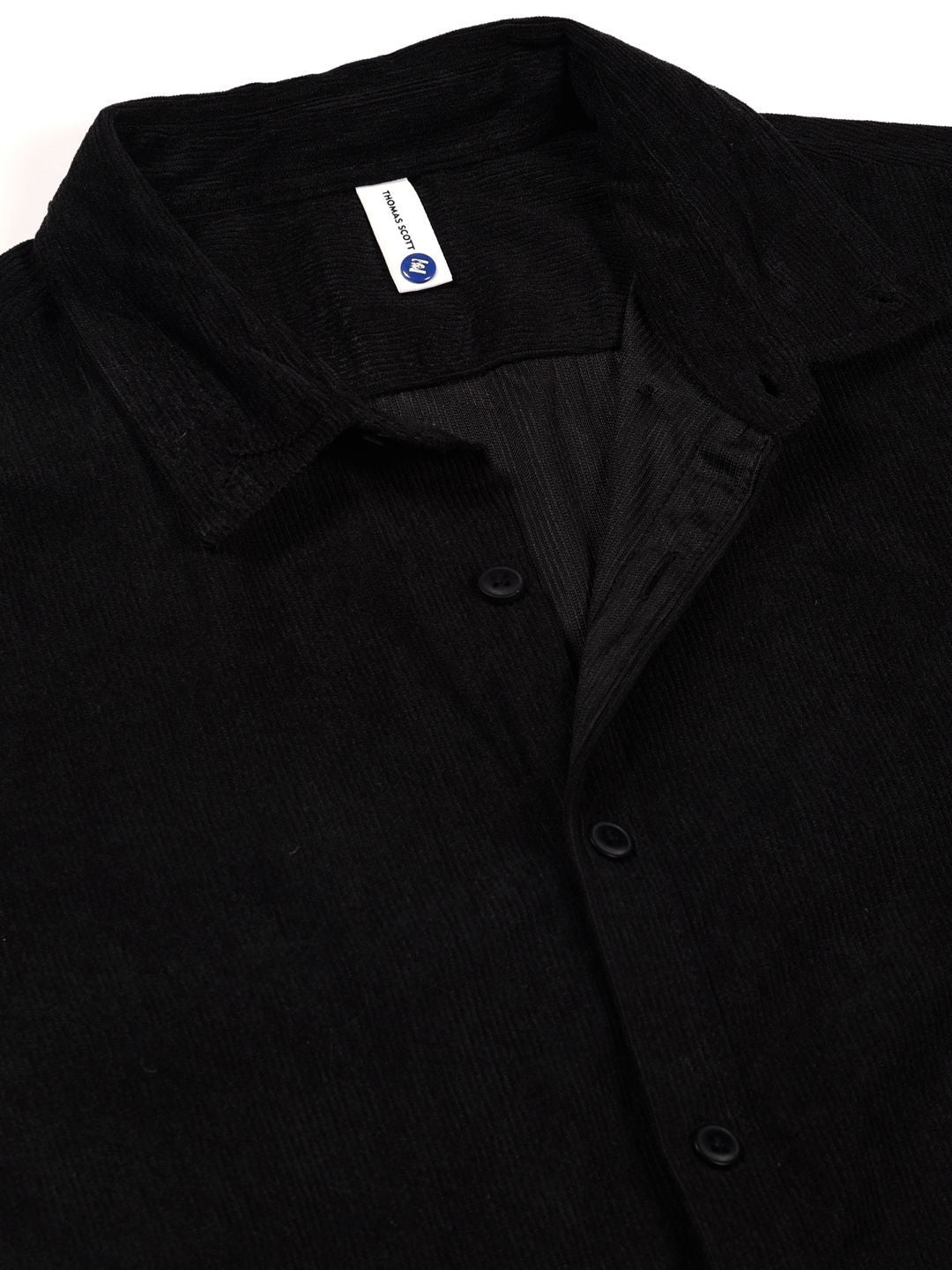 Thomas Scott Men Premium Corduroy Slim Fit Button-Down Collar Casual Shirt