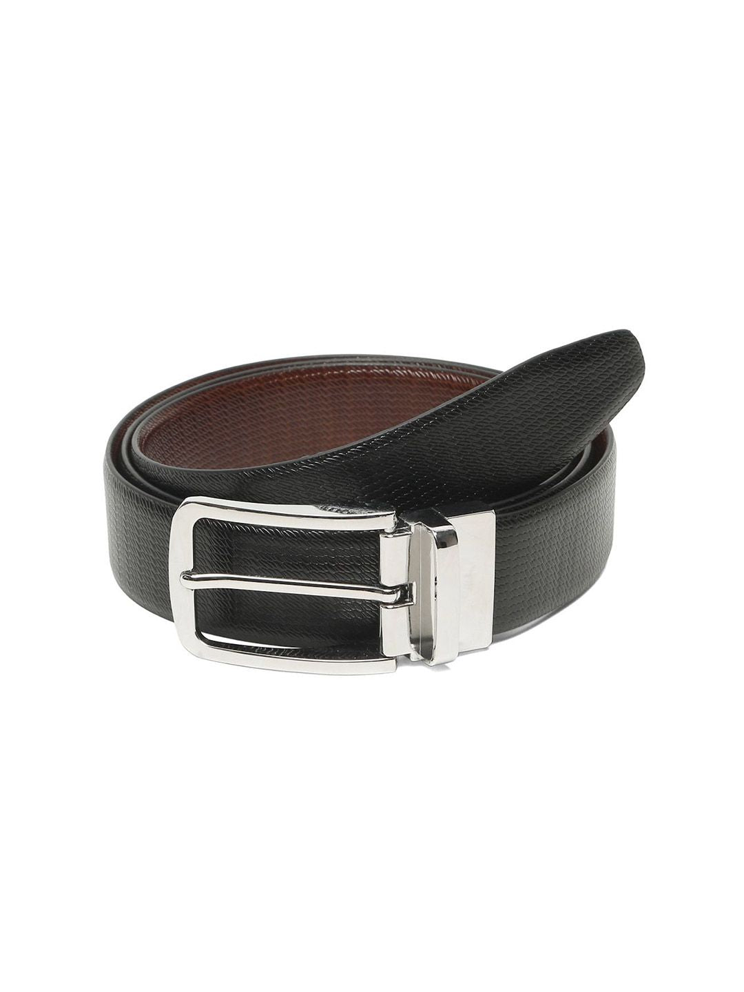 Teakwood Leathers Men Textured Leather Reversible Formal Belt