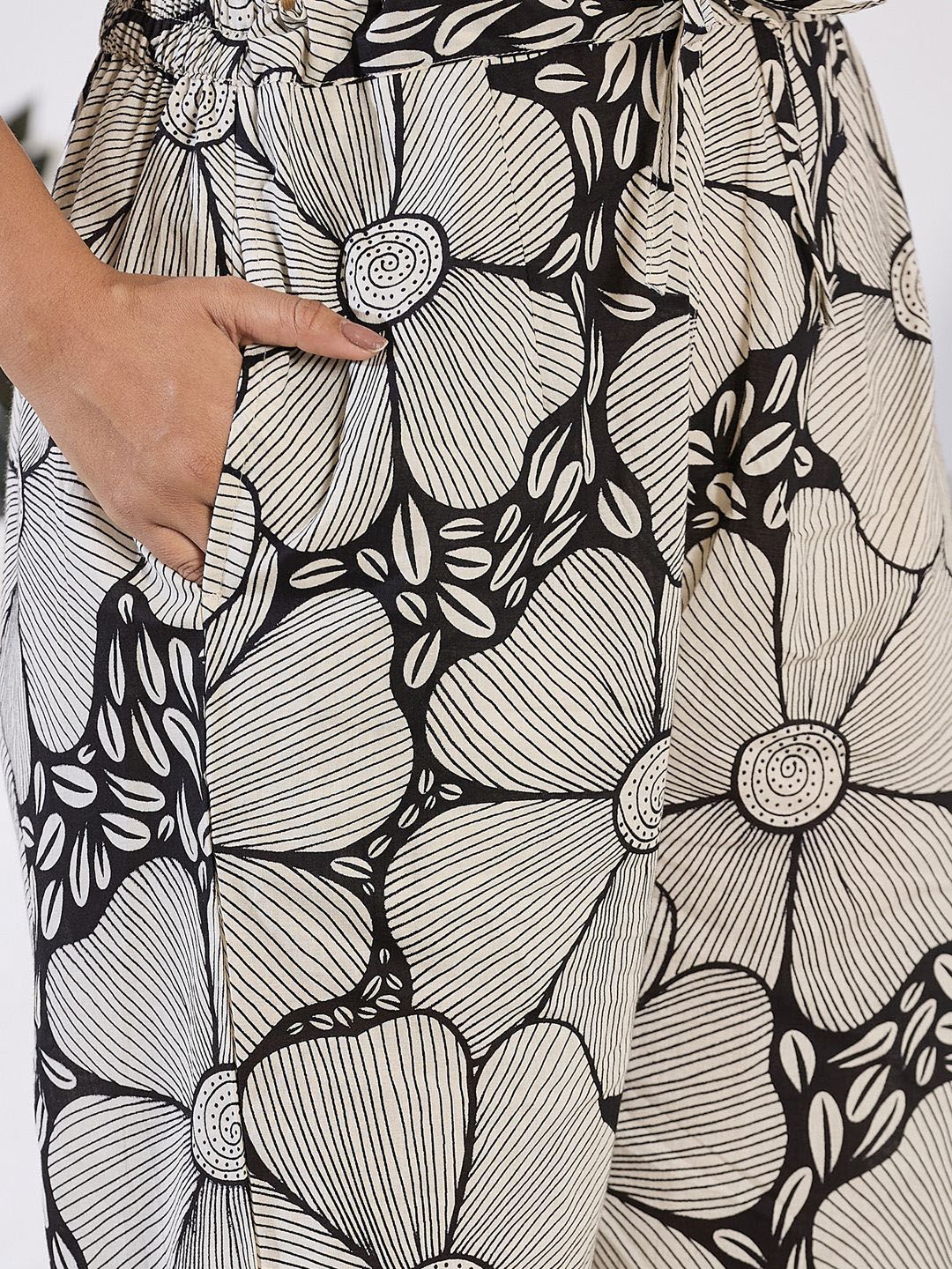 Indo Era Floral Printed Sequinned Pure Cotton Straight Kurta with Trouser & Dupatta
