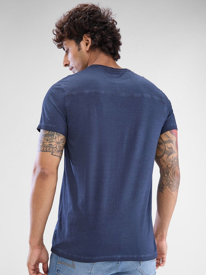 SPYKAR Men Typography Printed Round Neck Cotton T-shirt