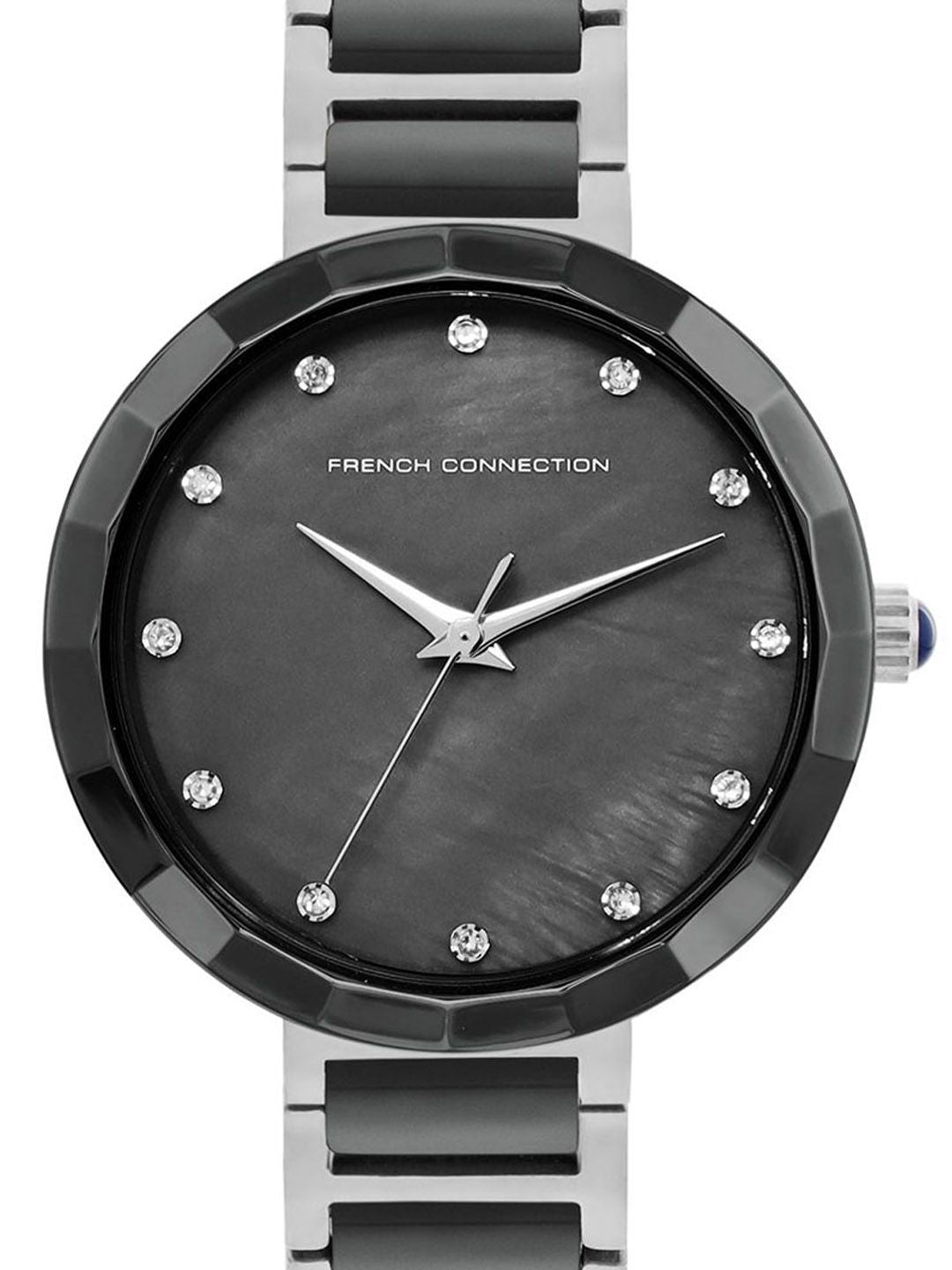 Sambungan Perancis Wanita Dail Hiasan & Gelang Gelang Keluli Tahan Karat Tali Analog Watch FCH4BM