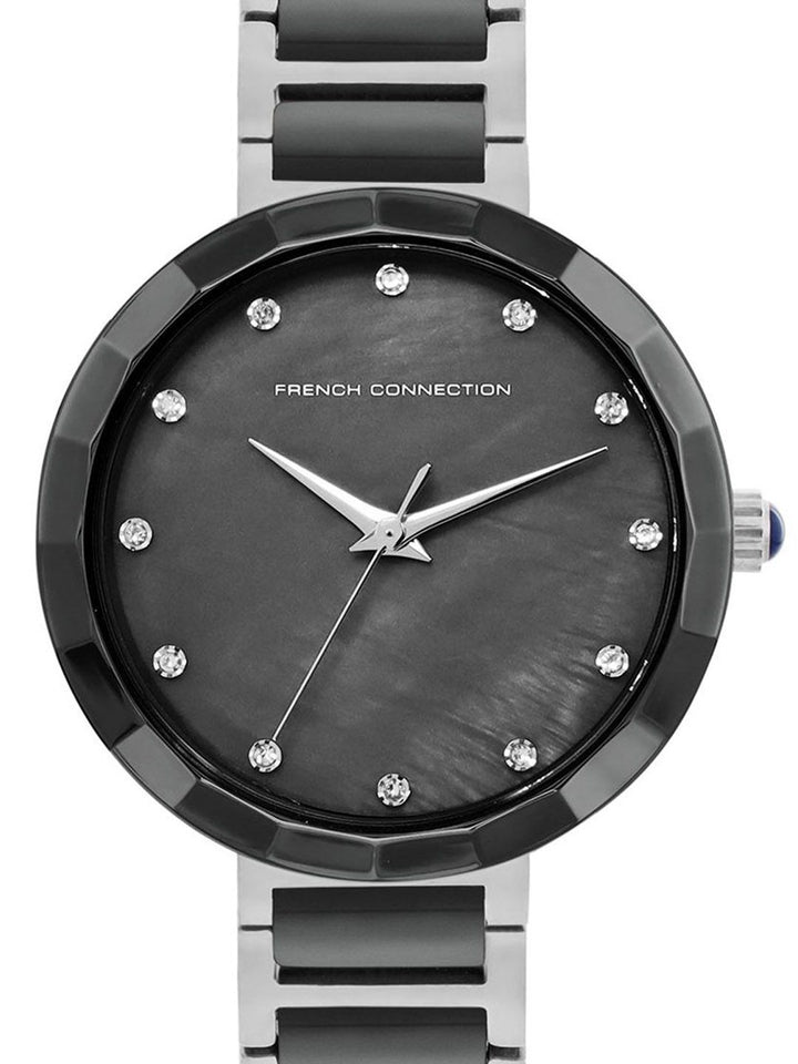 Sambungan Perancis Wanita Dail Hiasan & Gelang Gelang Keluli Tahan Karat Tali Analog Watch FCH4BM