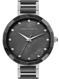 Sambungan Perancis Wanita Dail Hiasan & Gelang Gelang Keluli Tahan Karat Tali Analog Watch FCH4BM