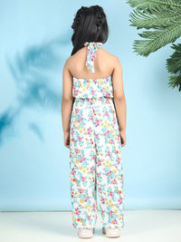 Cutiekins Girls Halter Neck Printed Basic Jumpsuit with Ruffles