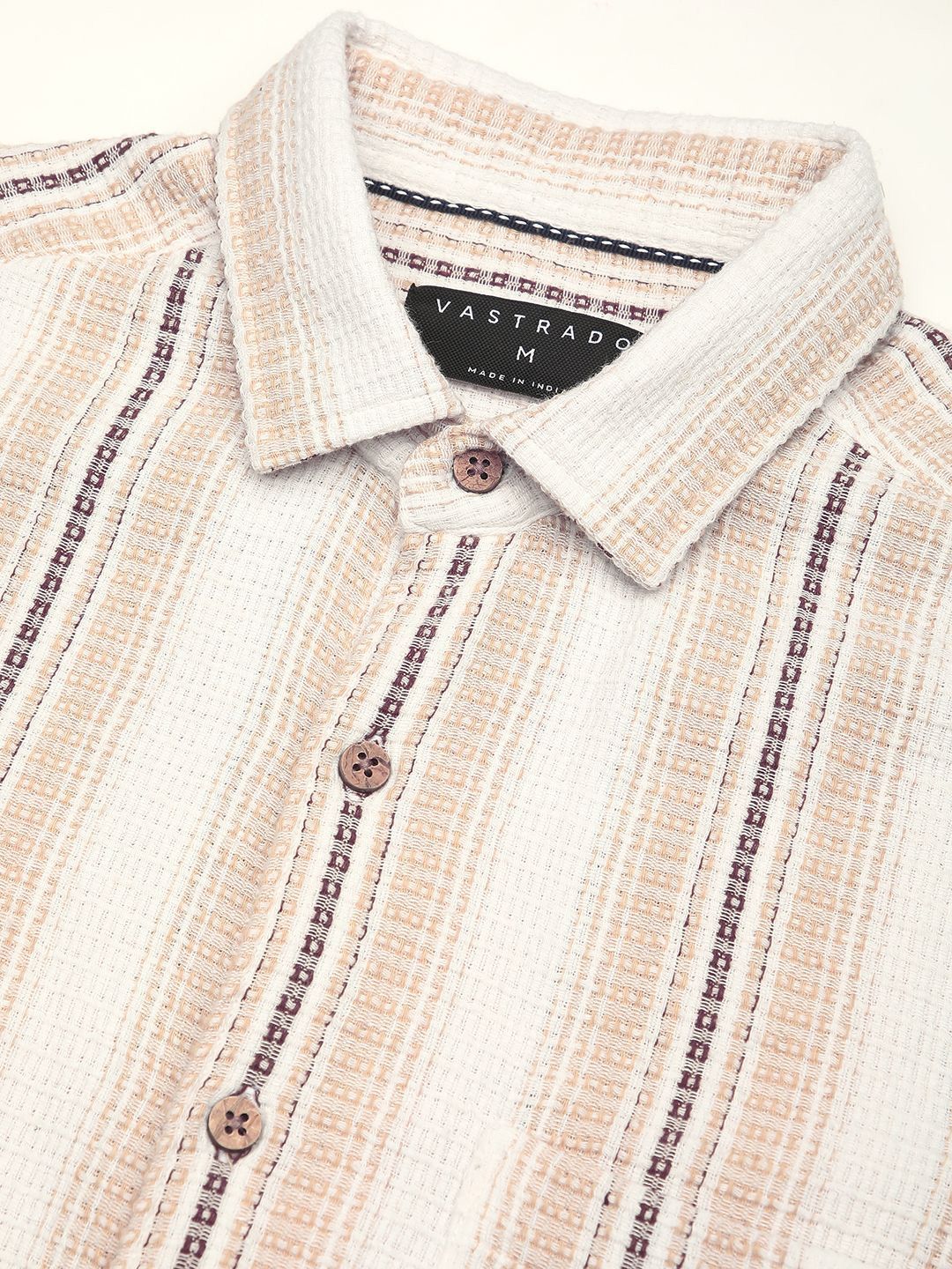 VASTRADO Men Classic Slim Fit Multi Stripes Pure Cotton Striped Casual Shirt