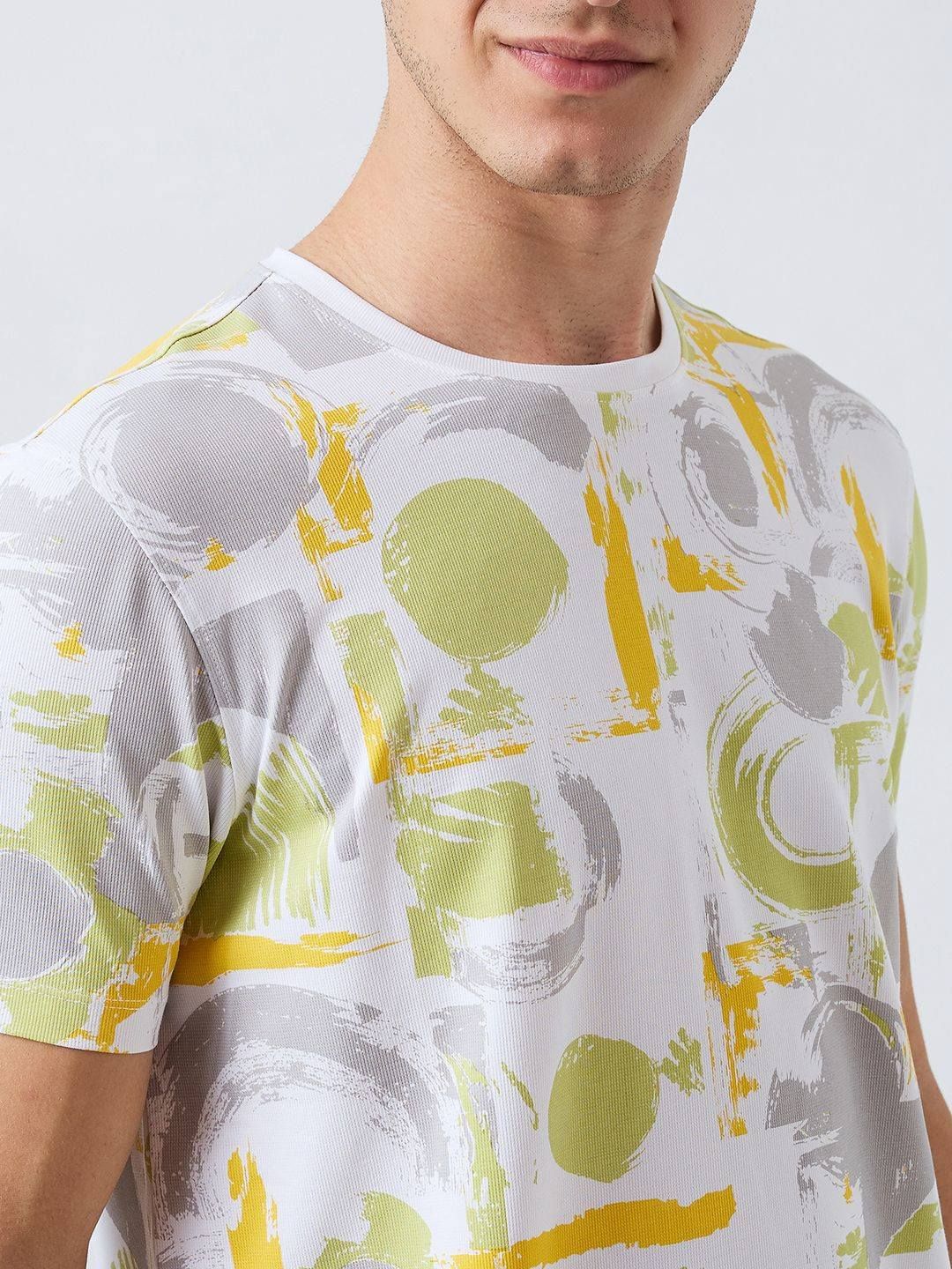 SPYKAR Men Abstract Printed Round Neck Cotton Slim Fit T-shirt