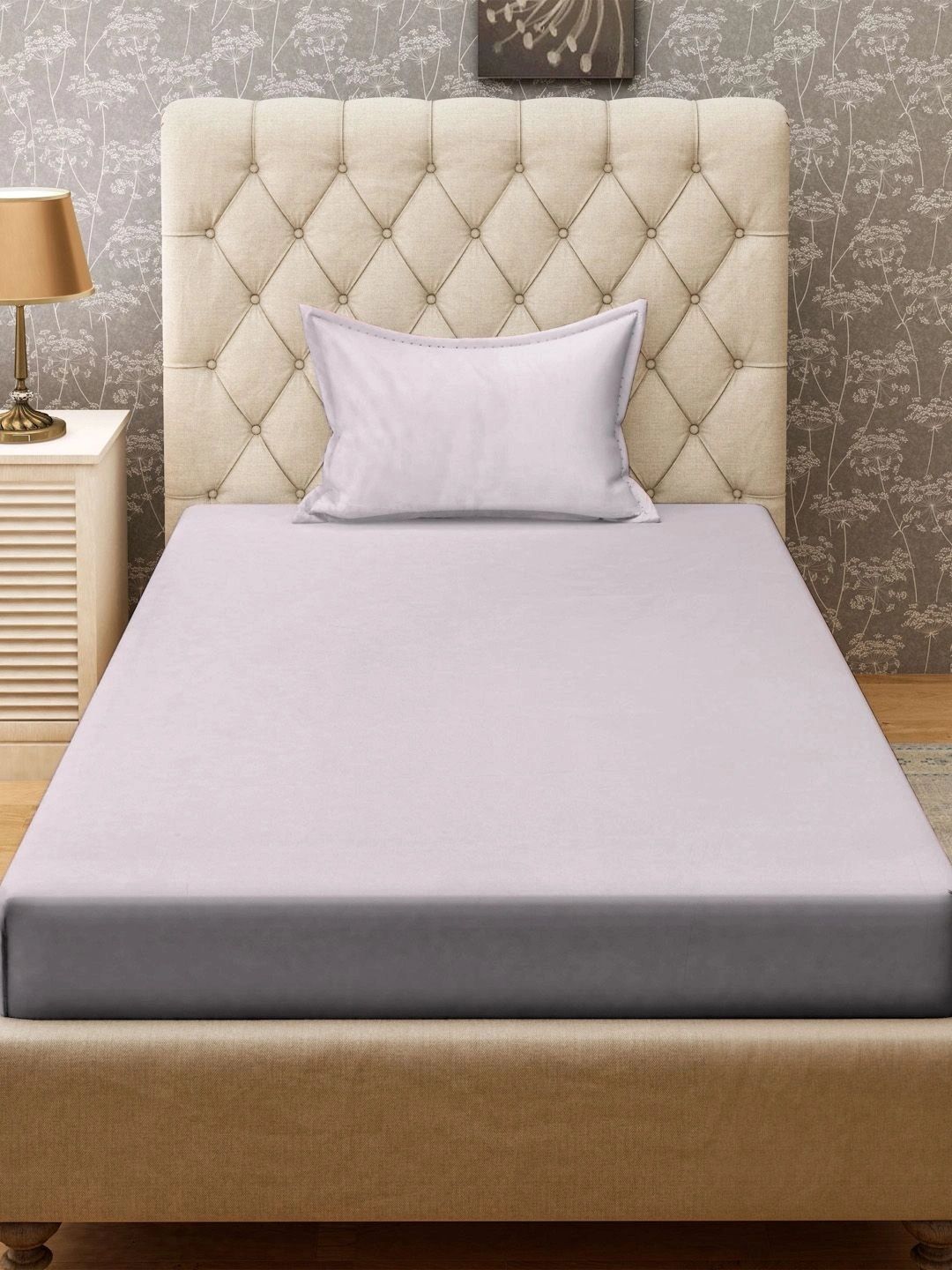 Myntra Elegant Homes Beige 300 TC Single Bedsheet with 1 Pillow Covers