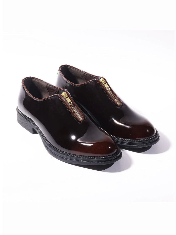 MONKSTORY Burgundy Atelier 1937 Zip Up Selipar Oxford Berkilat
