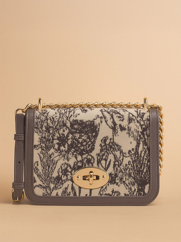 Lino Perros Floral Printed Structured Shoulder Bag