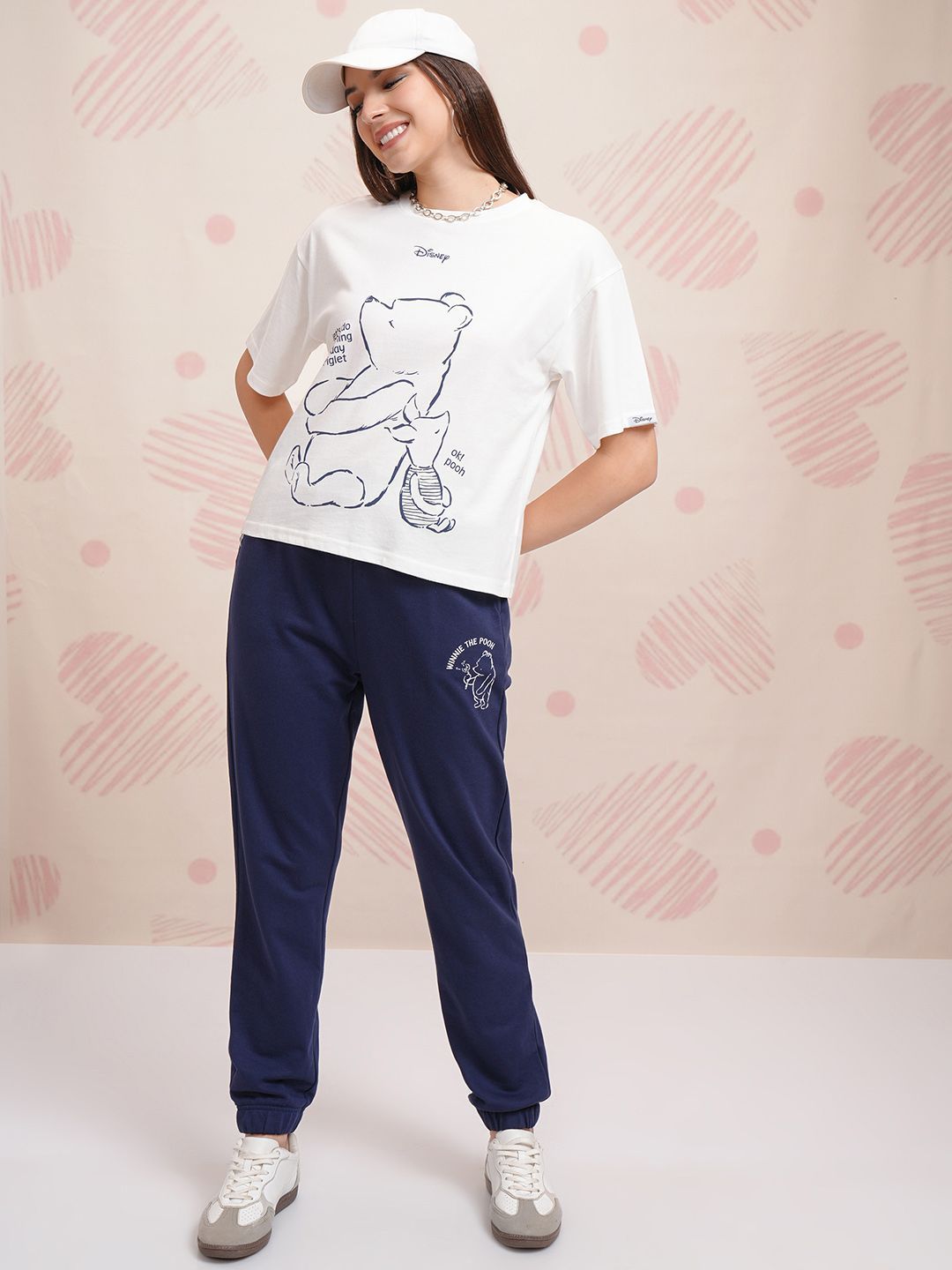 Tokyo Talkies White Disney Winnie The Pooh Printed Pure Cotton T Shirt With Jogger