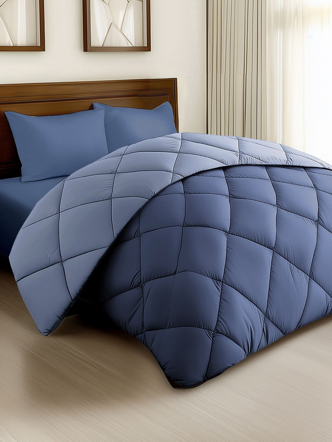 Story@home Lavender & Blue Solid Reversible 240 GSM Heavy Winter Double Bed Comforter