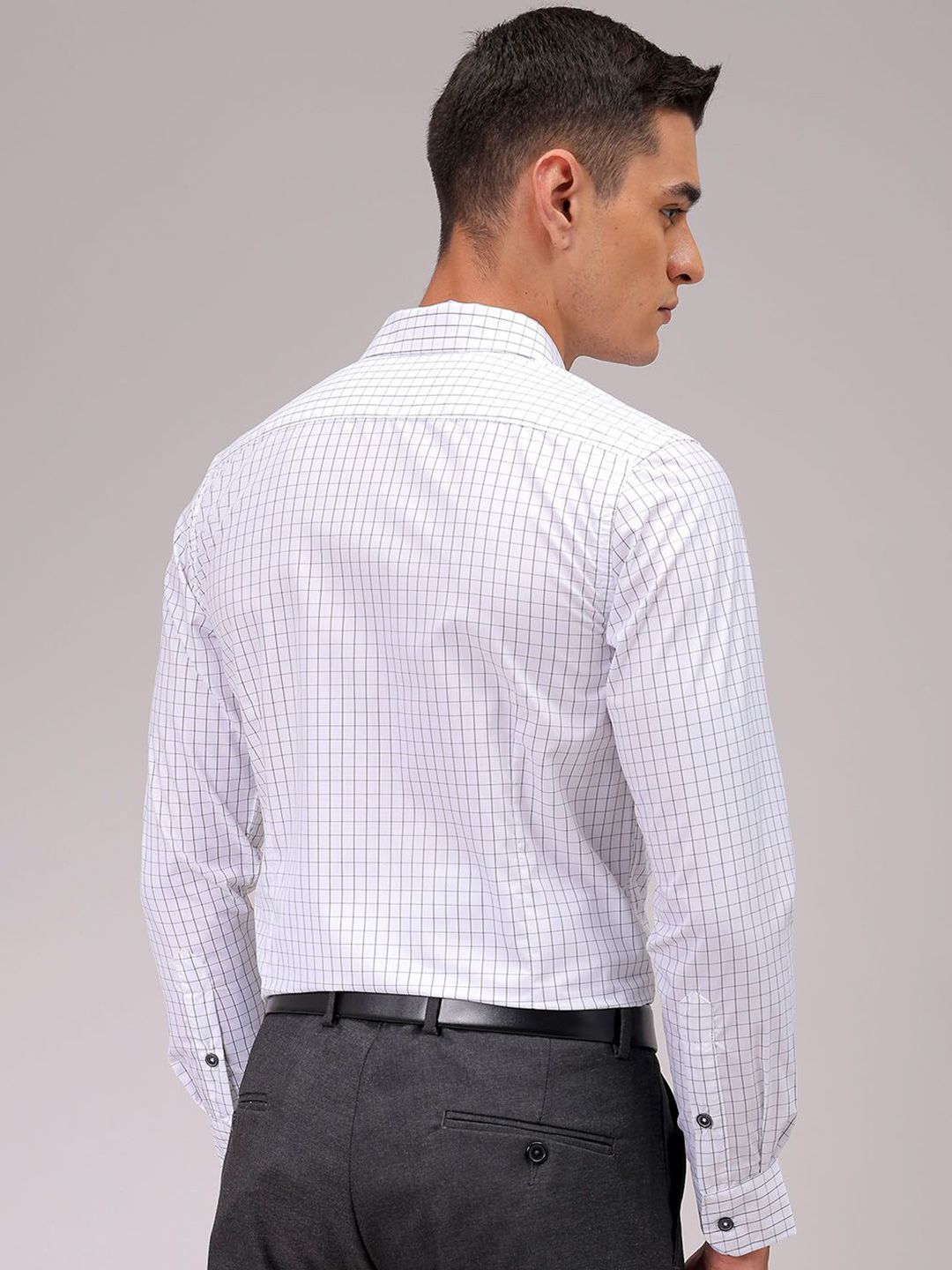 The Indian Garage Co. X Luxe Men Cutaway Collar Checked Slim Fit Formal Shirt