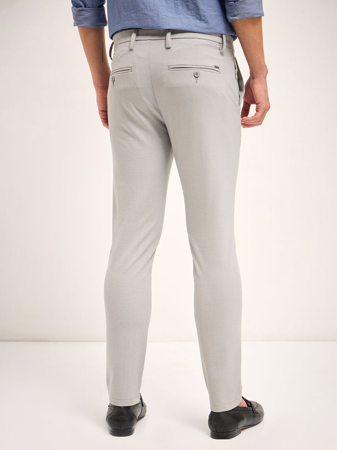 THE BEAR HOUSE Men Slim Fit 4 Way Stretch Formal Trousers