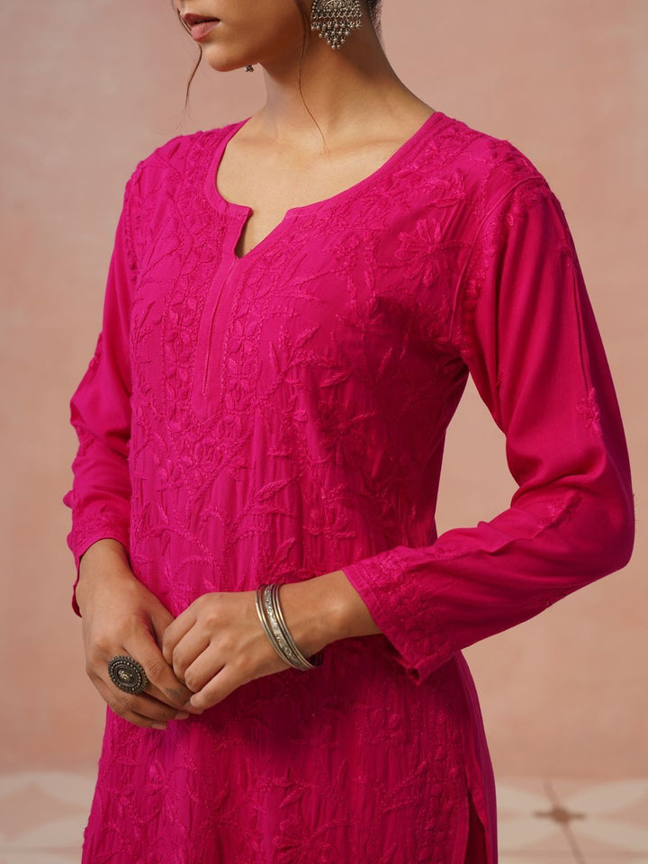 Rumah Chikankari Kurta Chikankari Biasa Wanita dengan Seluar