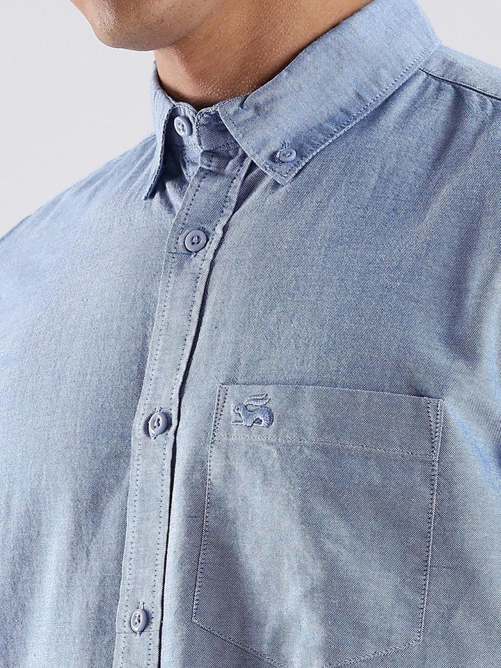 ADRO Men Standard Fit Solid Button-Down Collar Cotton Casual Shirt