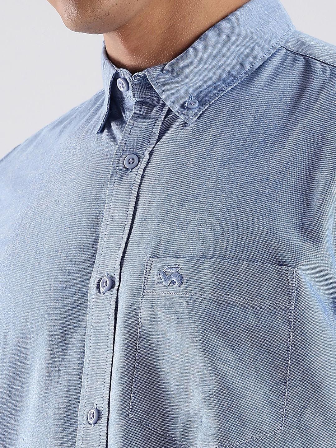 ADRO Men Standard Fit Solid Button-Down Collar Cotton Casual Shirt