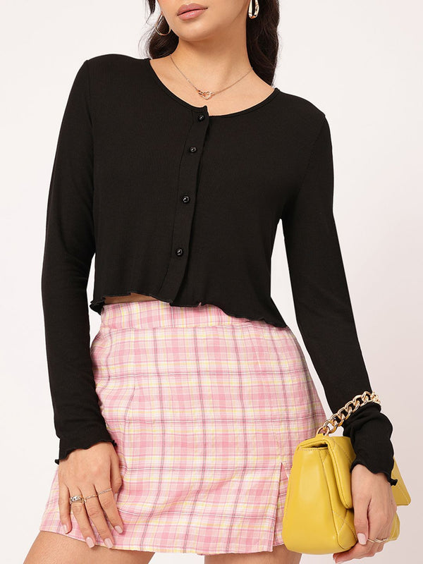 DressBerry Ribbed Bliss Lettuce Flair Top