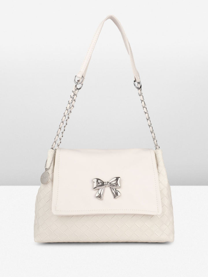 DressBerry Structured Shoulder Bag with Bow Detail