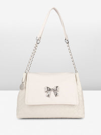 DressBerry Structured Shoulder Bag with Bow Detail