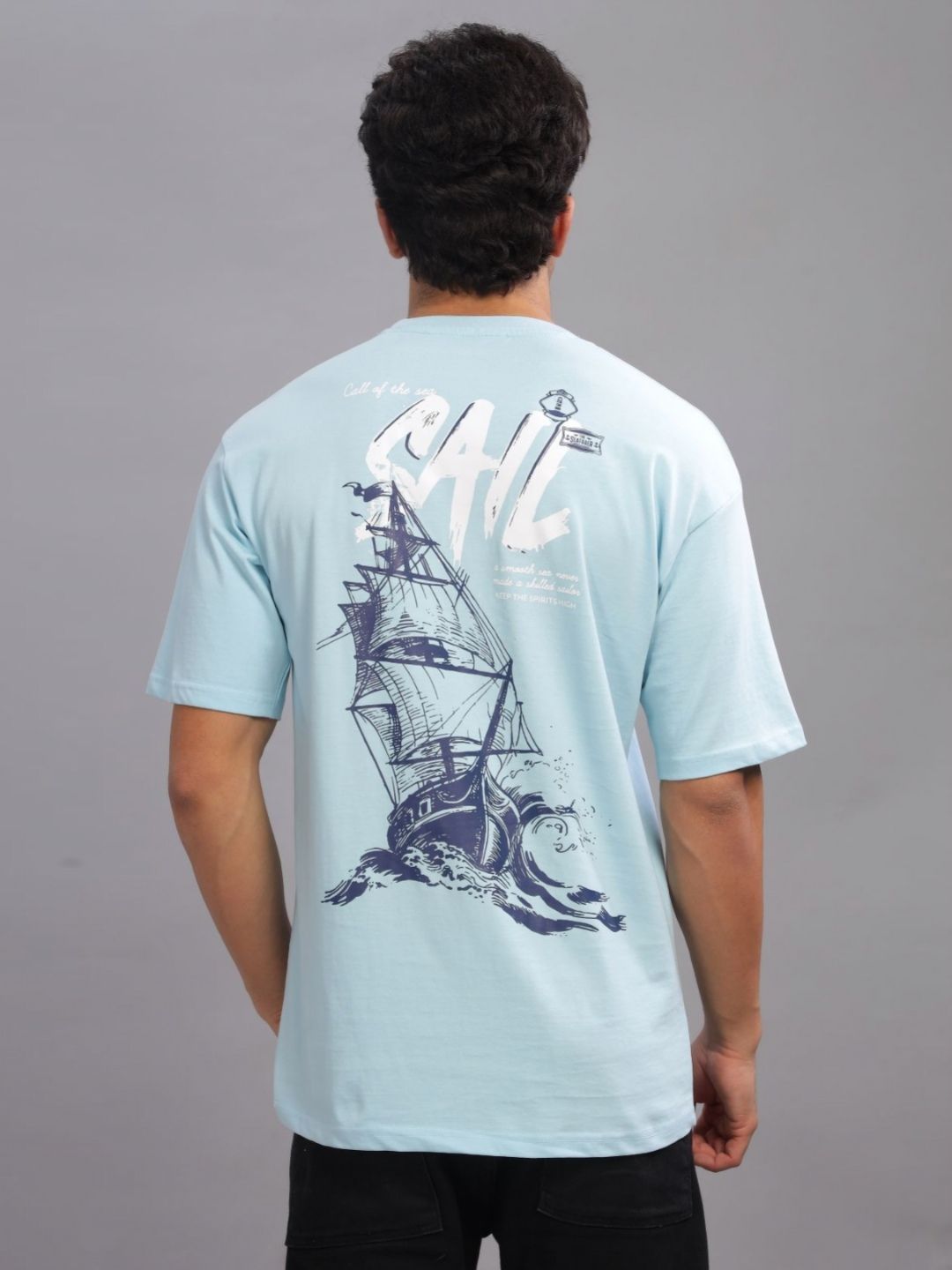 ADRO Men Graphic Printed Round Neck Cotton Oversized T-shirt