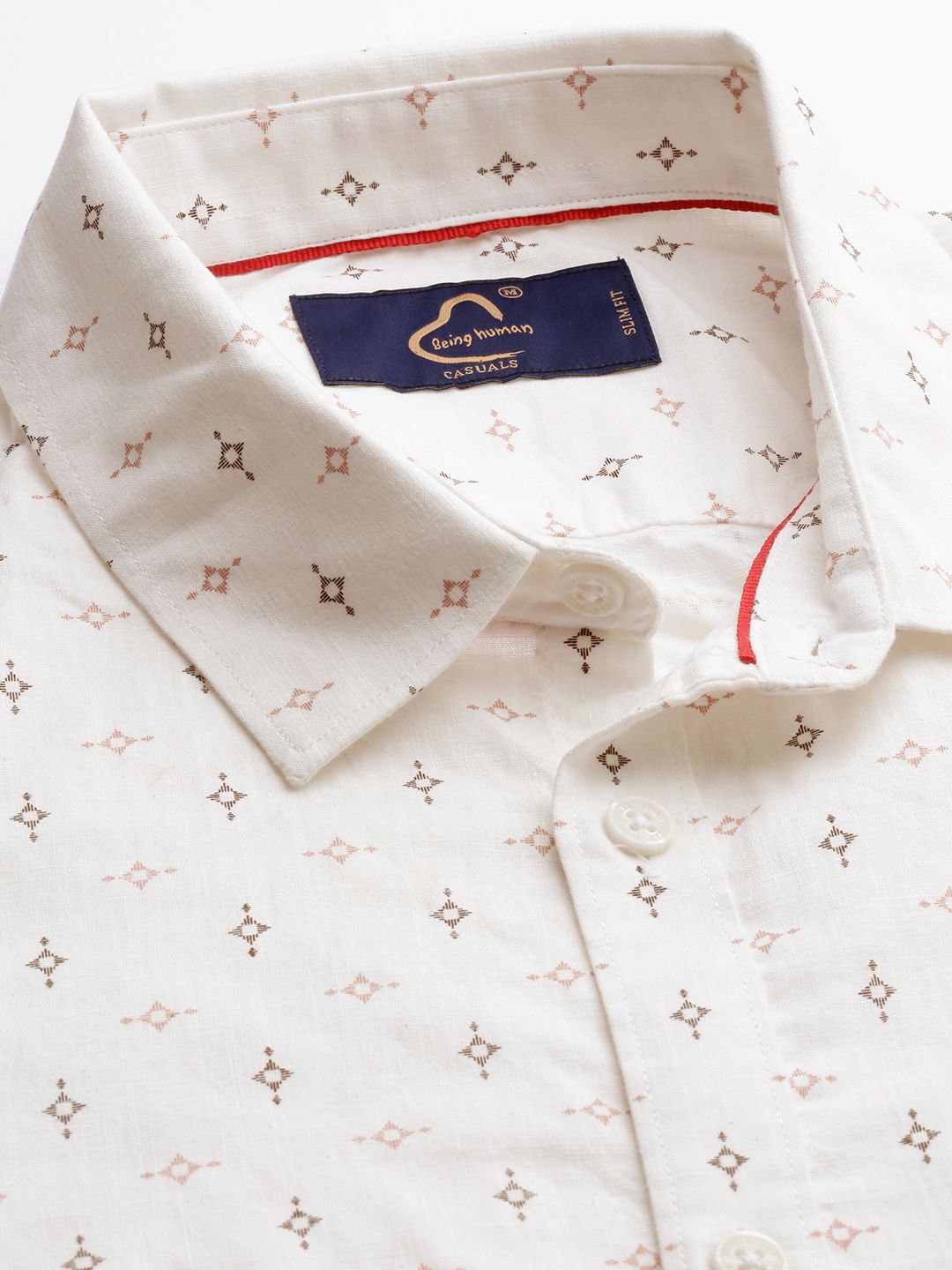 Being Human Slim Fit Opaque Printed Pure Cotton Casual Shirt