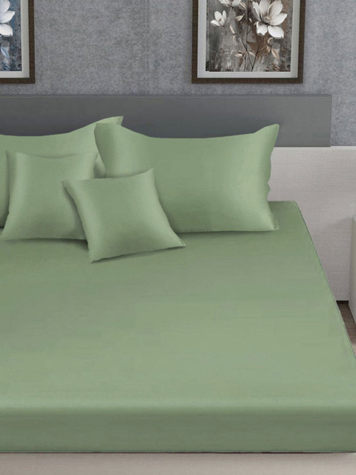 Myntra Elegant Homes Green 400 TC Cadar dengan 2 Sarung Bantal