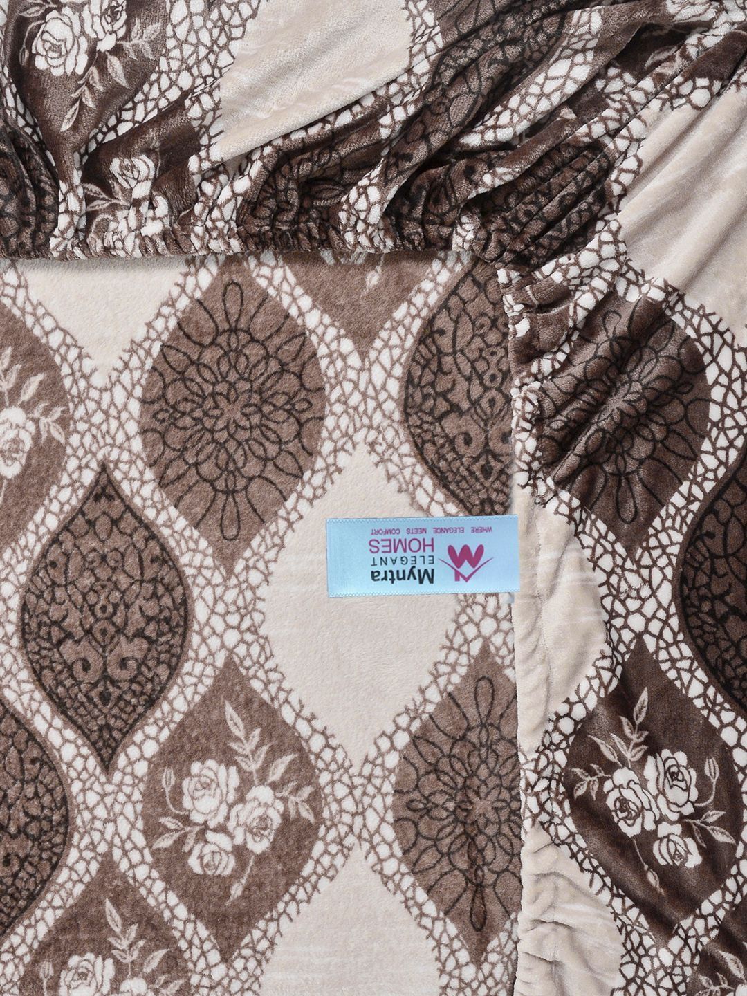 Myntra Elegant Homes Brown & Beige Geometric Dilengkapi Set Cadar King 300 TC- 250X225 cm