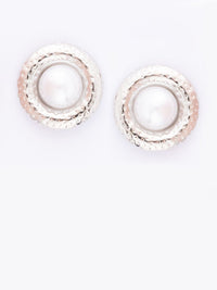 VOGUE PANASH Stainless Steel 18K Gold-Plated Pearls Beaded Circular Shape Studs