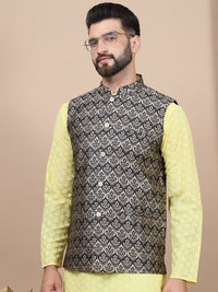 Kurta Lurus Kapas Tulen Sulam Bunga Anouk Dengan Jaket Churidar & Nehru