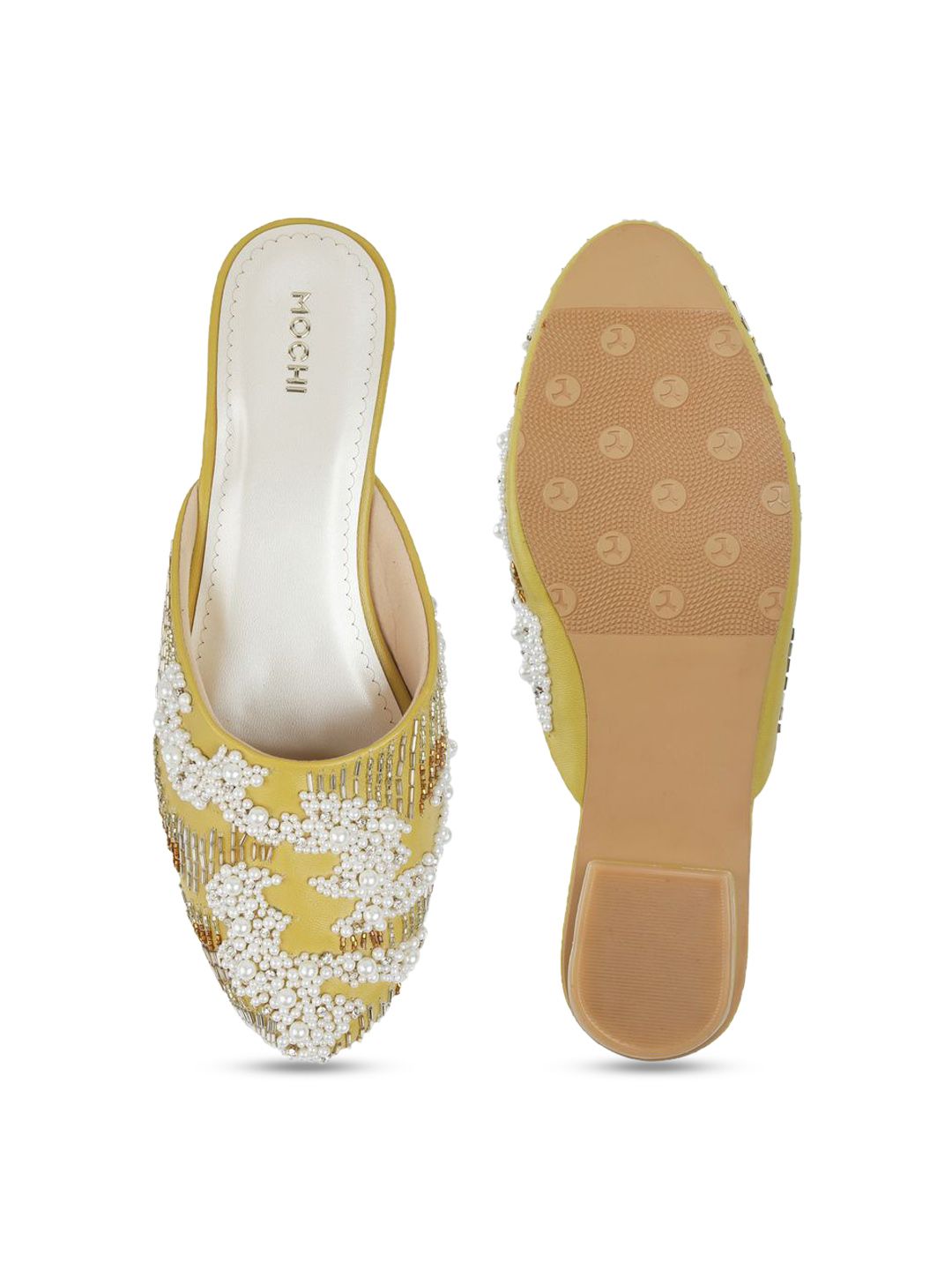 Mochi Women Woven Design Mules Flats