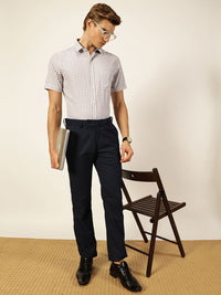 Thomas Scott Men Smart Spread Collar Gingham Checked Cotton Formal Shirt