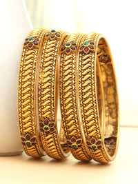 PANASH- Set Of 2 24 CT Gold-Plated Handcrafted Antique Bangles