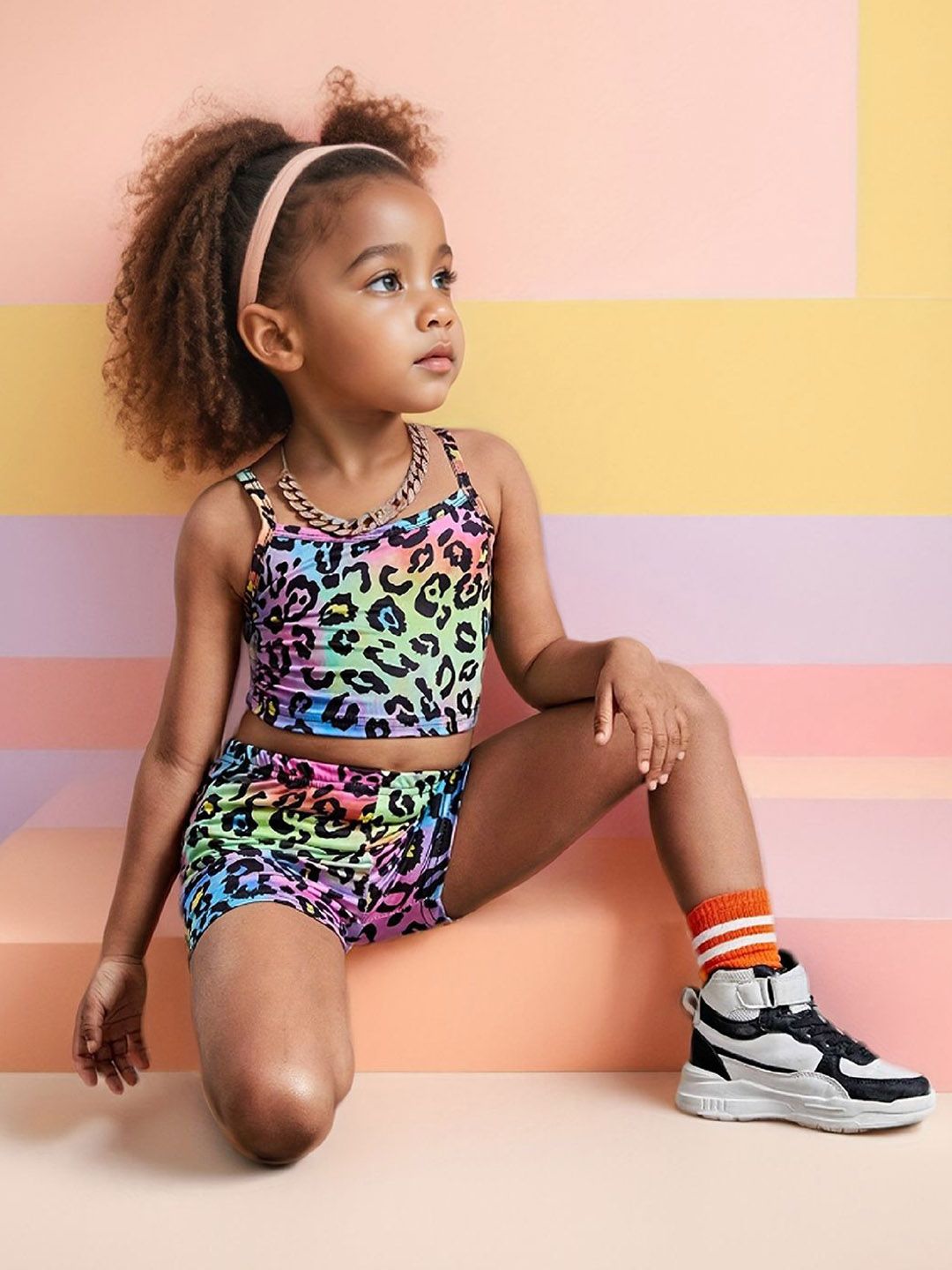 YK Girls Printed Top With Shorts
