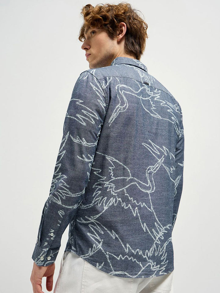 THE BEAR HOUSE Men Spread Collar Abstract Printed Pure Cotton Casual Shirt