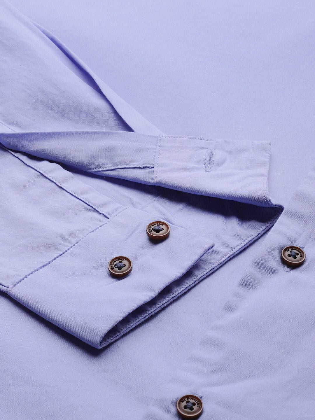 Mr Bowerbird Men Blue Solid Tailored Fit Casual Shirt