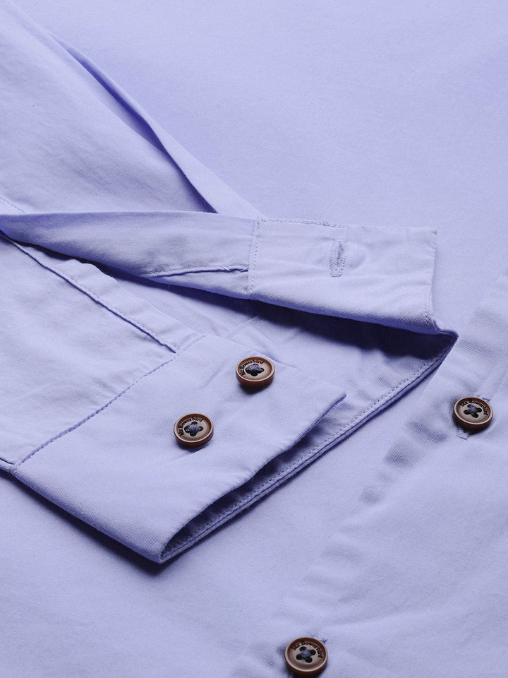 Mr Bowerbird Men Blue Solid Tailored Fit Casual Shirt