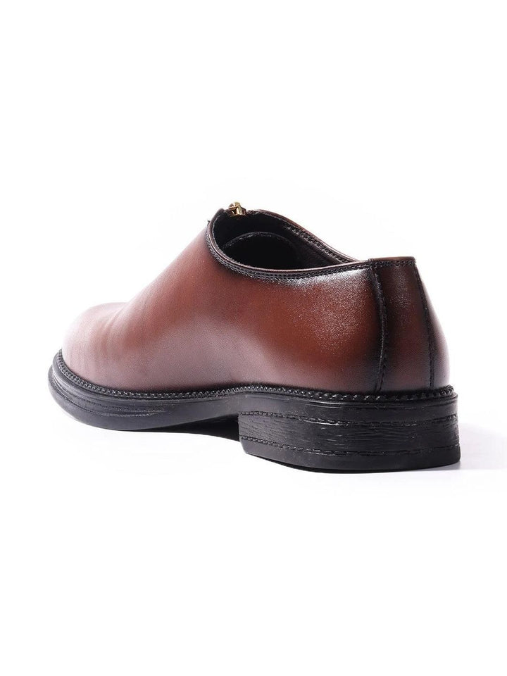 MONKSTORY Brown Atelier 1937 Zip Up Oxford Slip-Ons