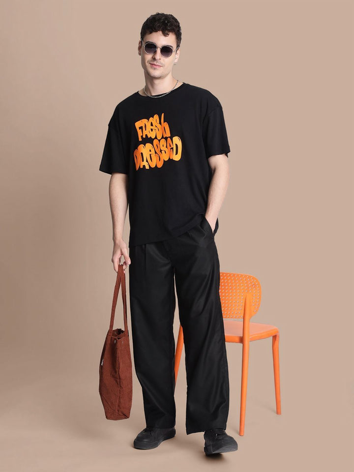 Bene Kleed Men Typography Printed Drop-Shoulder Sleeves T-shirt