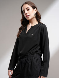 Street By Tokyo Talkies Women Solid V-Neck Full Sleeve Top