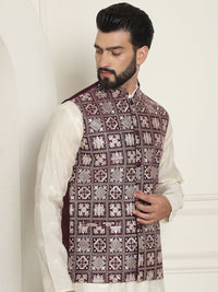 SOJANYA LUXE Jaket Nehru Kolar Mandarin Sulam Lelaki