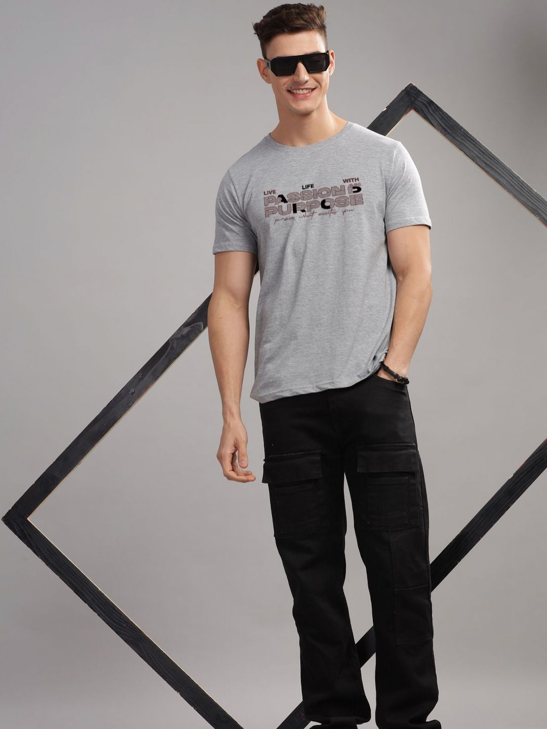 ADRO Typography Printed Round Neck Cotton T-shirt