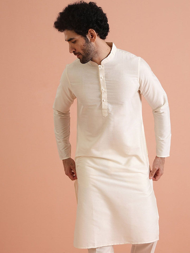KeSt Mandarin Collar Biasa Pepejal Kurta Seluar Peraturan